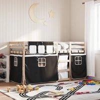Berkfield Home Bunk Bed without Mattress White&Black 90x190 cm Single Solid Wood Pine in Black