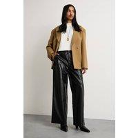 Warehouse Women's Faux Leather Croc Embossed PU Straight Leg in Black | Size: 8