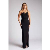 Vesper Women's One Shoulder Strappy Maxi Dress with Side Split in Black | Size: 16