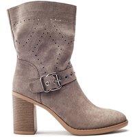 b.soleful Women's 'Giullia' Alcantara Heeled Boots in Taupe | Size: 3