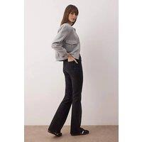 WOVCOR Women's Faded Effect Vintage Regular Waist Flared Jeans in Black | Size: 8