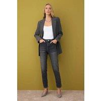 WOVCOR Women's High Waist Comfort Mom Jeans in Grey | Size: 8