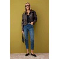 WOVCOR Women's High Waist Comfort Mom Jeans in Blue | Size: 6