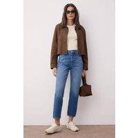 WOVCOR Women's High Waist Mom Jeans Classic Straight-Fit Denim in Blue | Size: 12