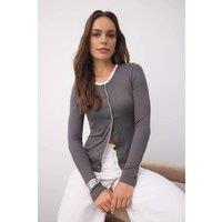 WOVCOR Women's Color Block Knit Blouse with Button Details in Grey | Size: XS
