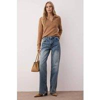 WOVCOR Women's High Waist Wide Leg Jeans Regular Waist Denim Bottoms in Blue | Size: 14