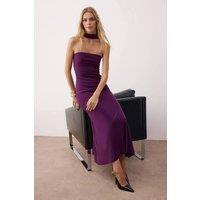 WOVCOR Women's Maxi Unlined Dress with Neck Detail in Purple | Size: 14