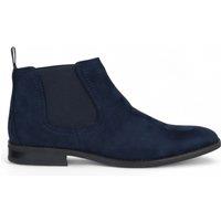 Infinity Leather Men's Suede Chelsea Boots Real Leather Lined Slip-On in Navy | Size: 10