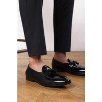 Where's That From Men's 'Evan' Velvet/Patent Tassel Loafer Classic Formal Dress Shoes in True Black | Size: 11