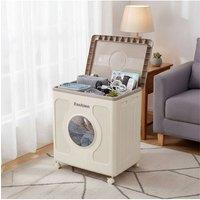 Living and Home 160L Foldable Clothes Storage Box Toy Storage Container with Wheels Window in Cream