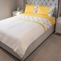 Voltico Embroidery Bee Duvet Cover & Bedspread Collection - Single to King in Bright Yellow | Size: Double
