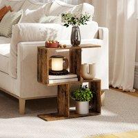 HOMCOM Side Table, Narrow End Table with Storage Shelves in Brown