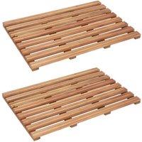 Berkfield Home Bath Mats 2 pcs Solid Acacia Wood 56x37 cm in Brown