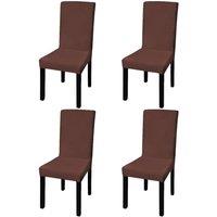 Berkfield Home Straight Stretchable Chair Cover 4 pcs Brown