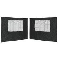 Berkfield Home Party Tent Sidewall 2 pcs with Window PE Anthracite in Black