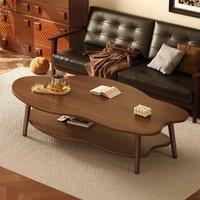 Havendro 2 Layer Coffee Table Cloud Tea Table Modern Living Room Desk in Brown