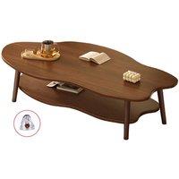 EONLION 2 Layer Coffee Table Cloud Tea Table Modern Living Room Desk in Brown
