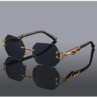 AJVANI Women's Geometric Rimless Oval Sunglasses Shades in Black
