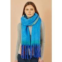 Yumi Women's Blue Super Soft Colour Block Scarf