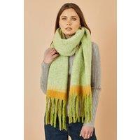 Yumi Women's Green & Orange Colour Block Scarf
