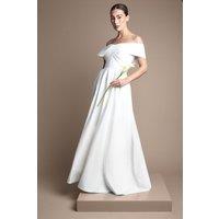 Coast Women's Bardot Origami Satin Full Skirt Wedding Dress in Ivory | Size: 14