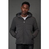 Burton Men's Dark Grey Quilted Padded Hooded Jacket | Size: Large