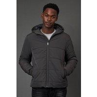 Burton Men's Dark Grey Quilted Padded Hooded Jacket | Size: Medium