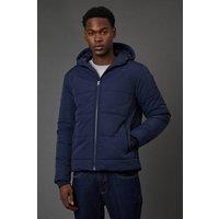 Burton Men's Navy Quilted Padded Hooded Jacket | Size: Large
