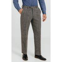 Dobell Men's Grey Herringbone Harris Tweed Trousers | Size: 36R