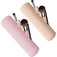 SHEONLY 2PCS Travel Makeup Brush Holder With Magnetic Closure Waterproof in Khaki/Light Pink