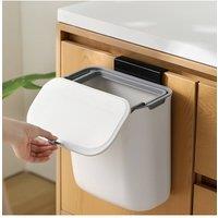 Living and Home 9L Hanging Wall-mounted Rubbish Bin With Lid for Kitchen Bathroom in White