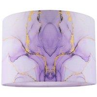 Happy Homewares Drum Lamp Shade in Marble Effect Cotton Fabric with Gold Foil Decor in Lilac | Size: 12 inches