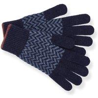 Celtic & Co Men's British Lambswool Chevron Gloves in Dark Navy