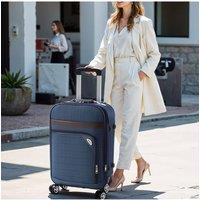 SHEONLY 20-Inch Blue Softshell Expandable Suitcase with Combination Lock