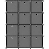 Berkfield Home 12-Cube Display Shelf with Boxes Grey 103x30x141 cm Fabric | Size: 103 x 30 x 141 cm
