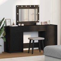 Berkfield Home 3-Piece Dressing Table Set with LED in Black Engineered Wood