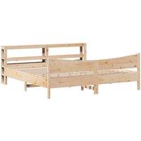 Berkfield Home Bed Frame with Headboard 180x200 cm Super King Solid Wood Pine in Brown