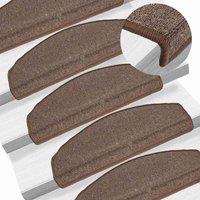 Berkfield Home Carpet Stair Treads 15 pcs Coffee Brown 65x24x4 cm | Size: Medium