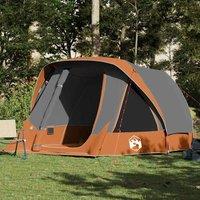 Berkfield Home Family Tent Cabin 6-Person Grey & Orange Waterproof