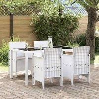 Berkfield Home Garden Chair Set of 4 White with taupe cushions