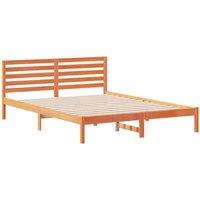 Berkfield Home with Headboard Wax brown 160 x 220 cm Solid pine wood