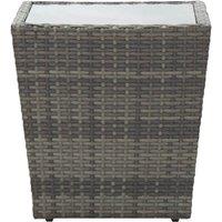 Berkfield Home Tea Table Grey 41.5x41.5x43 cm Poly Rattan & Tempered Glass