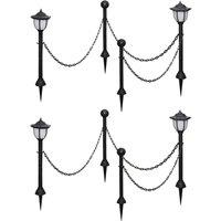 Berkfield Home Solar Lights 4 pcs with Chain Fence & Poles in Black