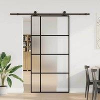 Berkfield Home Sliding Door with Hardware Set 102, 5x205 cm ESG Glass&Aluminium in Black