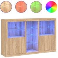 Berkfield Home Sideboard with LED Lights Sonoma Oak 162x37x100 cm in Brown | Size: 162 x 37 x 100 cm