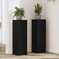 Berkfield Home Plant Stands 2 pcs Black Oak 25x25x80 cm Engineered Wood | Size: 25 x 25 x 80 cm