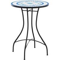 Berkfield Home Mosaic Bistro Table Blue & White 50x70 cm Ceramic | Size: 50x70 cm