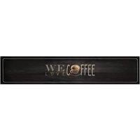 Berkfield Home Kitchen Rug Washable Coffee Text 60x300 cm Velvet in Black