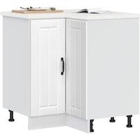 Berkfield Home Kitchen Corner Base Cabinet Lucca White Engineered Wood