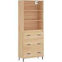 Berkfield Home Highboard Sonoma Oak 69.5x34x180 cm Engineered Wood in Light Tan